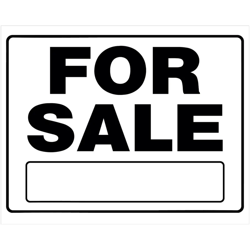 English White For Sale Sign 20 In. H X 24 In. W
