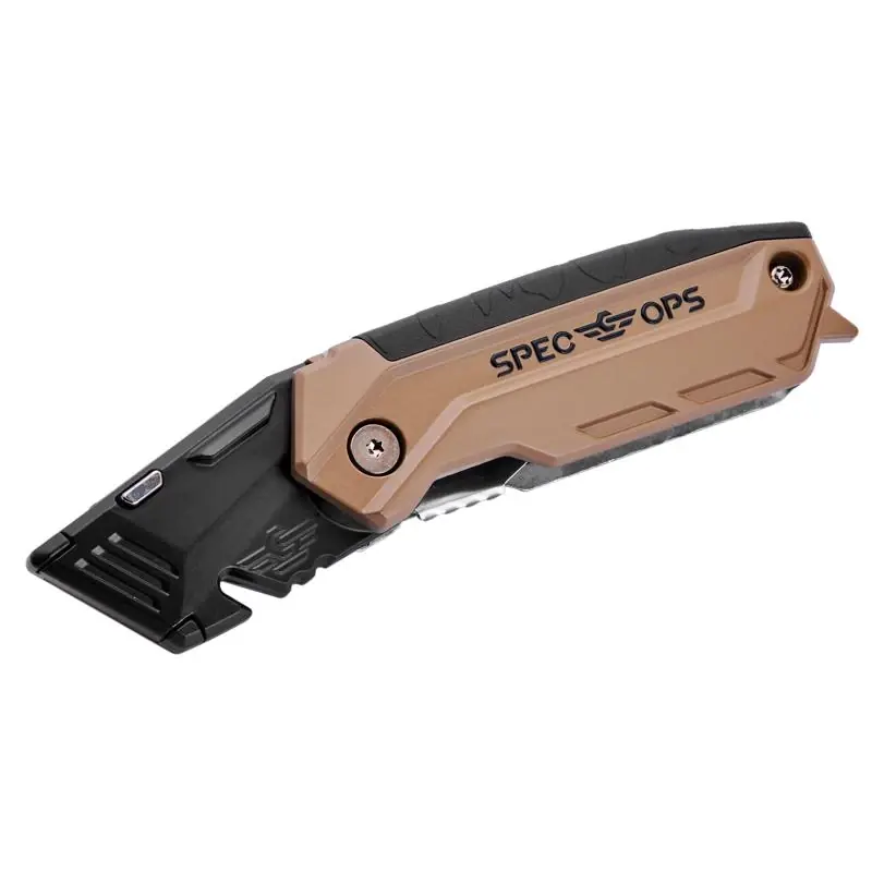6 In. Folding Fixed Utility Knife With 3 Extra Blades - Black