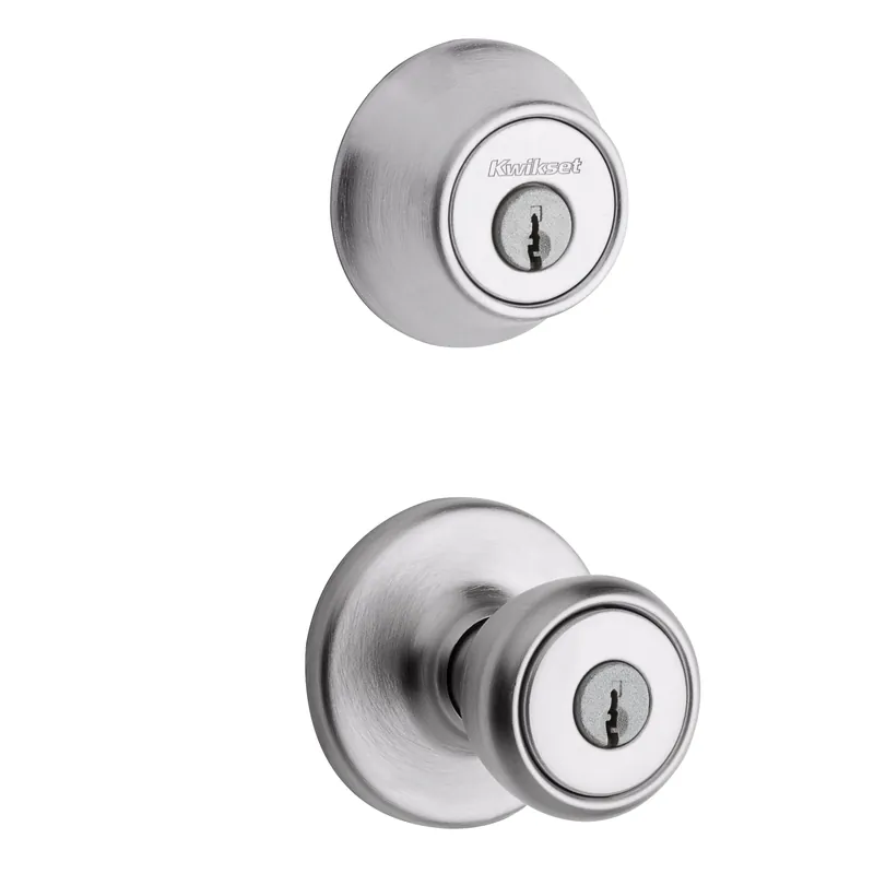 Security Tylo Entry Lockset And Single-cylinder Deadbolt Combo Pack, Satin Chrome