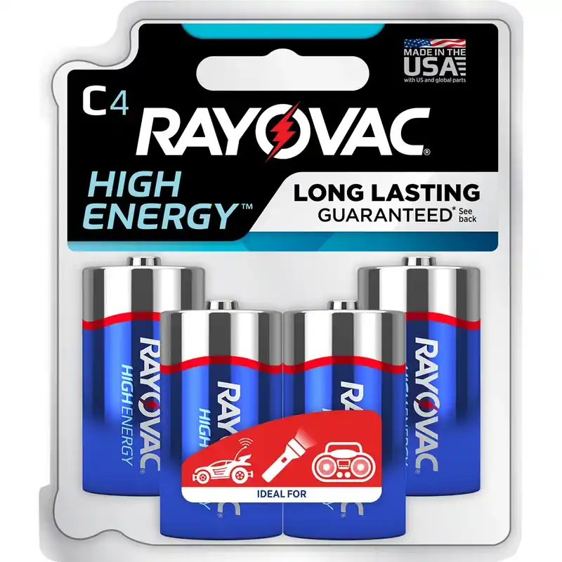 High Energy C Alkaline Batteries 4 Pk Carded