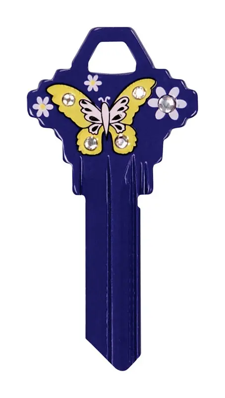 Diva Butterfly & Flowers House/office Universal Key Blank Single Purple