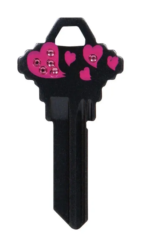 Diva Hearts House/office Universal Key Blank Single Black