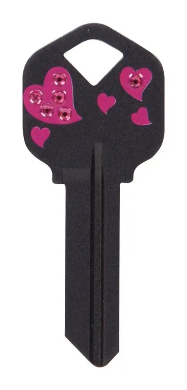 Diva Hearts House/office Universal Key Blank Single Black