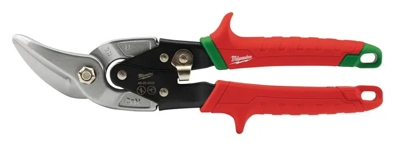 10 In. Forged Alloy Steel Left Serrated Offset Aviation Snips 22 Ga. 1 Pk