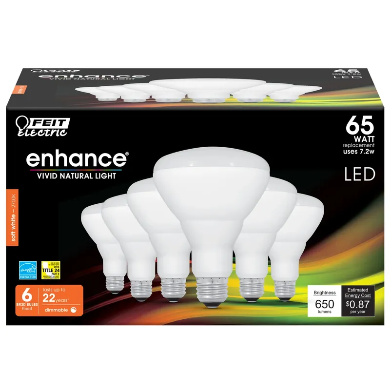 Enhance Br30 E26 (medium) Led Bulb Soft White 65 Watt Equivalence 6 Pk
