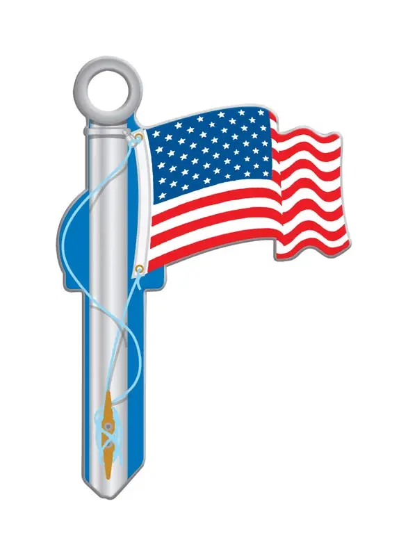 American Flag House Key Blank Double For Kwikset Kw1/11 Multicolored