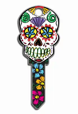 Key Shapes Sugar Skull House Key Blank Single For Schlage Multicolored