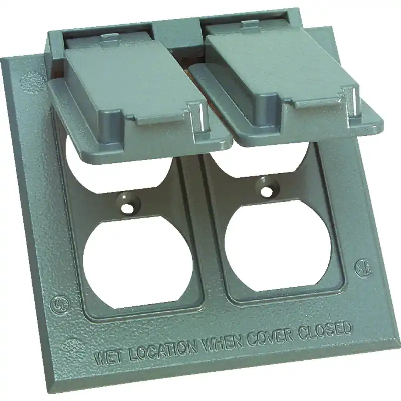 Square Metal 2 Gang Duplex Box Cover For Wet Locations