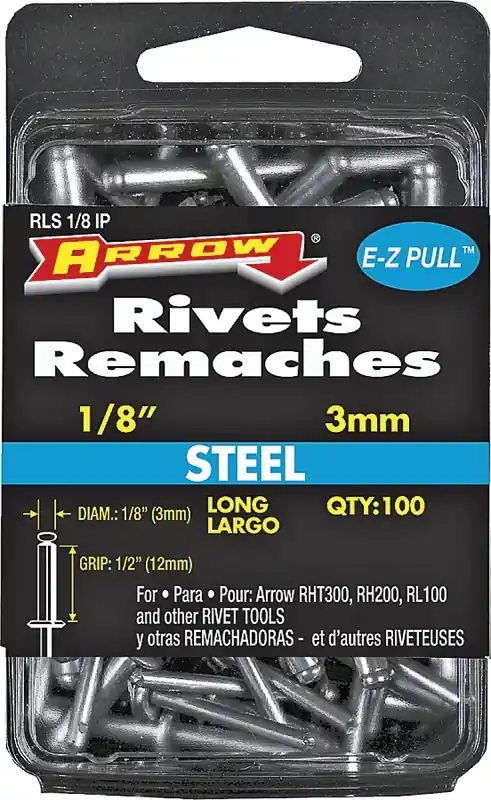 1/8 In. D X 1/2 In. Steel Rivets Silver 100 Pk