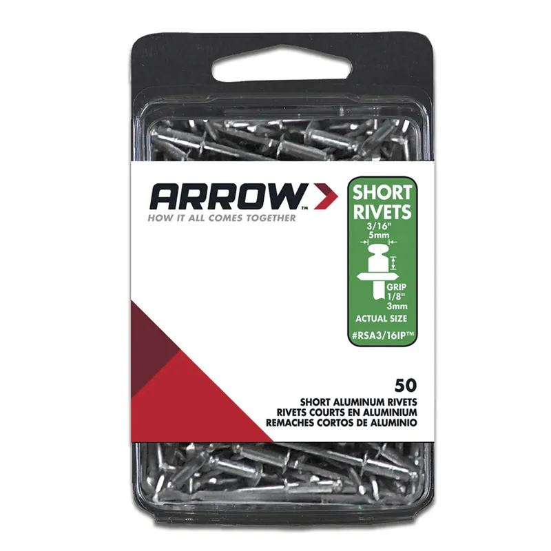 3/16 In. D X 1/8 In. Aluminum Short Rivets Silver 50 Pk