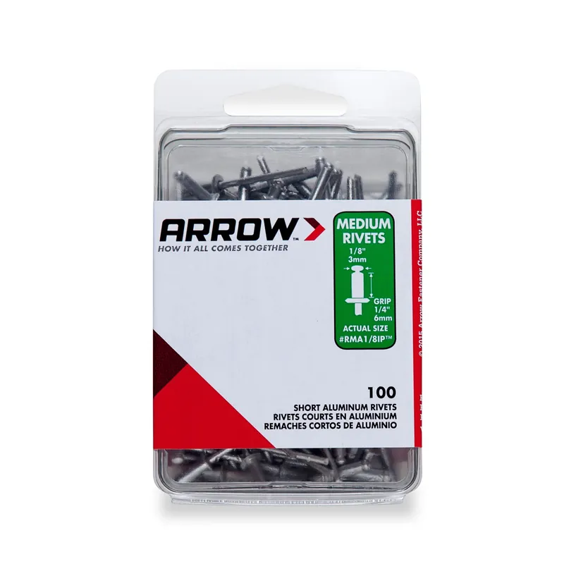 1/8 In. D X 1/4 In. Aluminum Rivets Silver 100 Pk