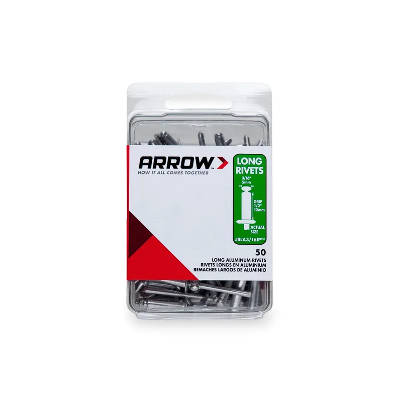 3/16 In. D X 1/2 In. Aluminum Long Rivets Silver 50 Pk