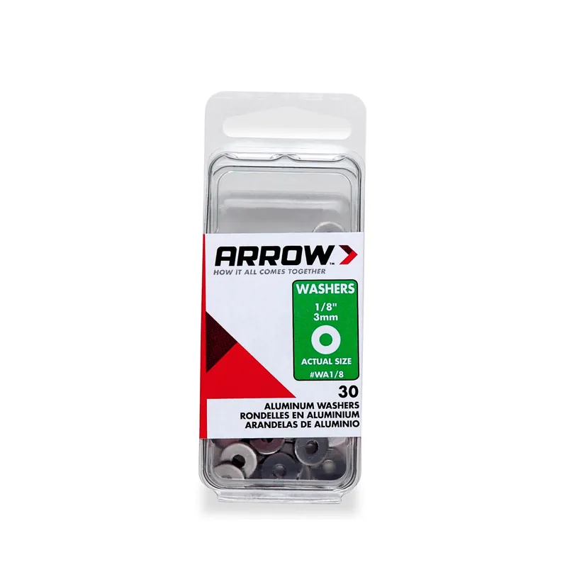 1/8 In. D Aluminum Flat Washers Silver 30 Pk