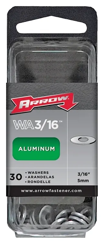 3/16 In. D Aluminum Flat Washers Silver 30 Pk