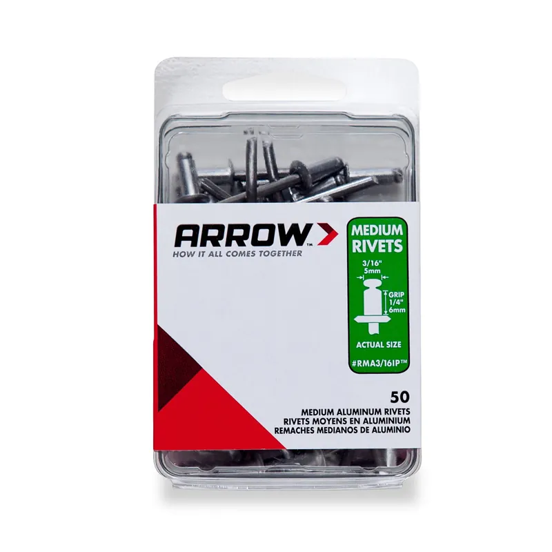3/16 In. D X 1/4 In. Aluminum Medium Rivets Silver 50 Pk