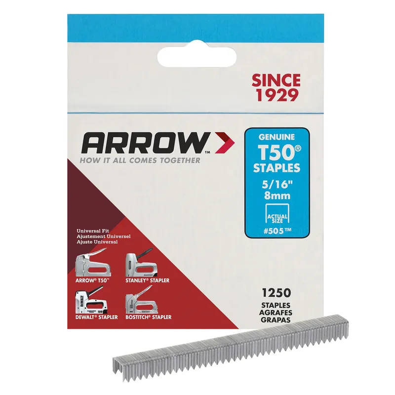 T50 3/8 In. W X 5/16 In. L 18 Ga. Flat Crown Heavy Duty Staples 1250 Pk