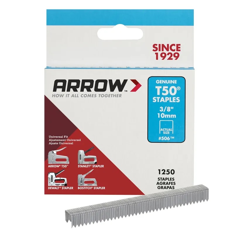 T50 3/8 In. W X 3/8 In. L Flat Crown Heavy Duty Staples 1250 Pk