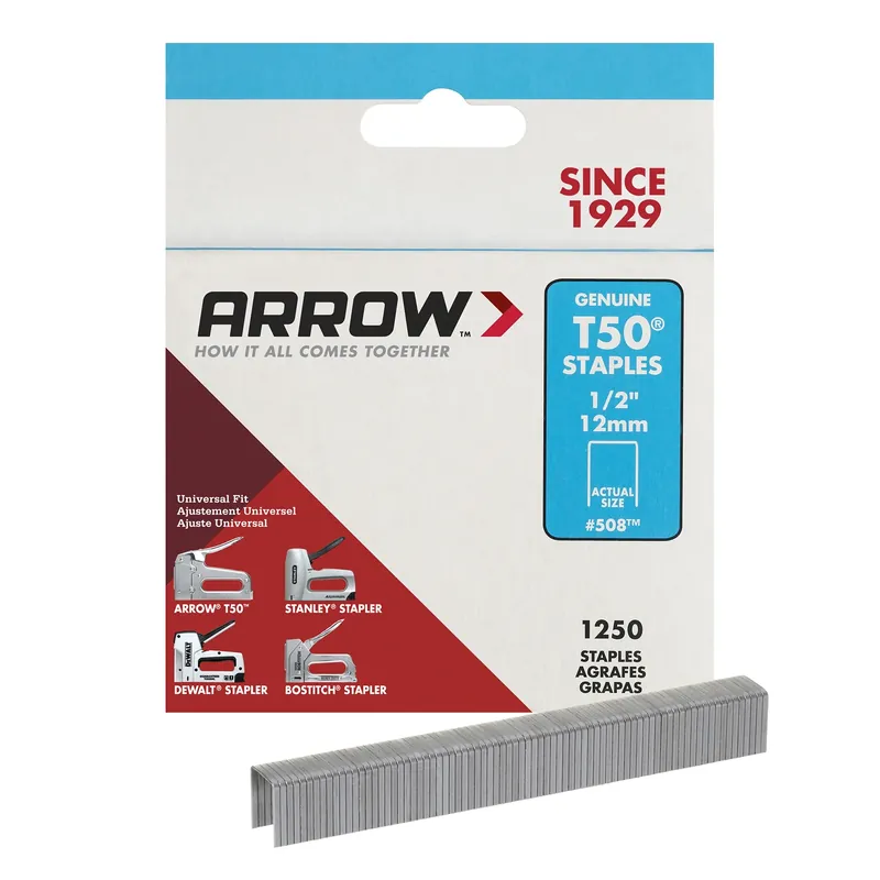T50 3/8 In. W X 1/2 In. L 18 Ga. Flat Crown Heavy Duty Staples 1250 Pk