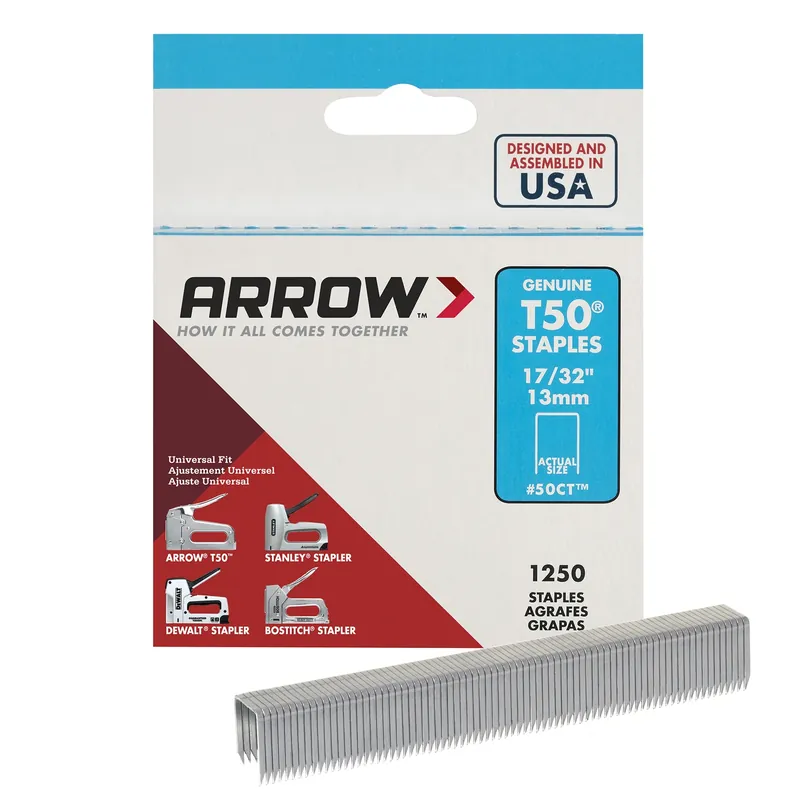 T50 3/8 In. W X 17/32 In. L 18 Ga. Flat Crown Heavy Duty Staples 1250 Pk
