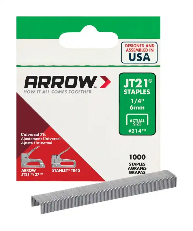 Jt21 7/16 In. W X 1/4 In. L Flat Crown Fine Wire Staples 1000 Pk