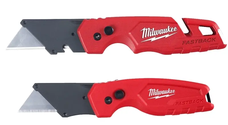 Fastback 6.87 In. Press And Flip Folding Utility Knife Set Red 2 Pk
