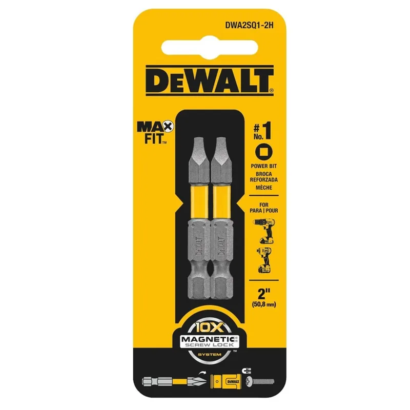 Max Fit Square 1 X 2 In. L Power Bit S2 Tool Steel 2 Pc