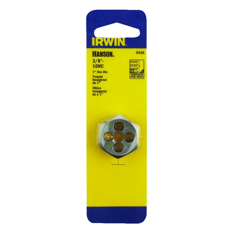 Hanson Hexagon Fractional Die, National Coarse, 3/8 In. X 16