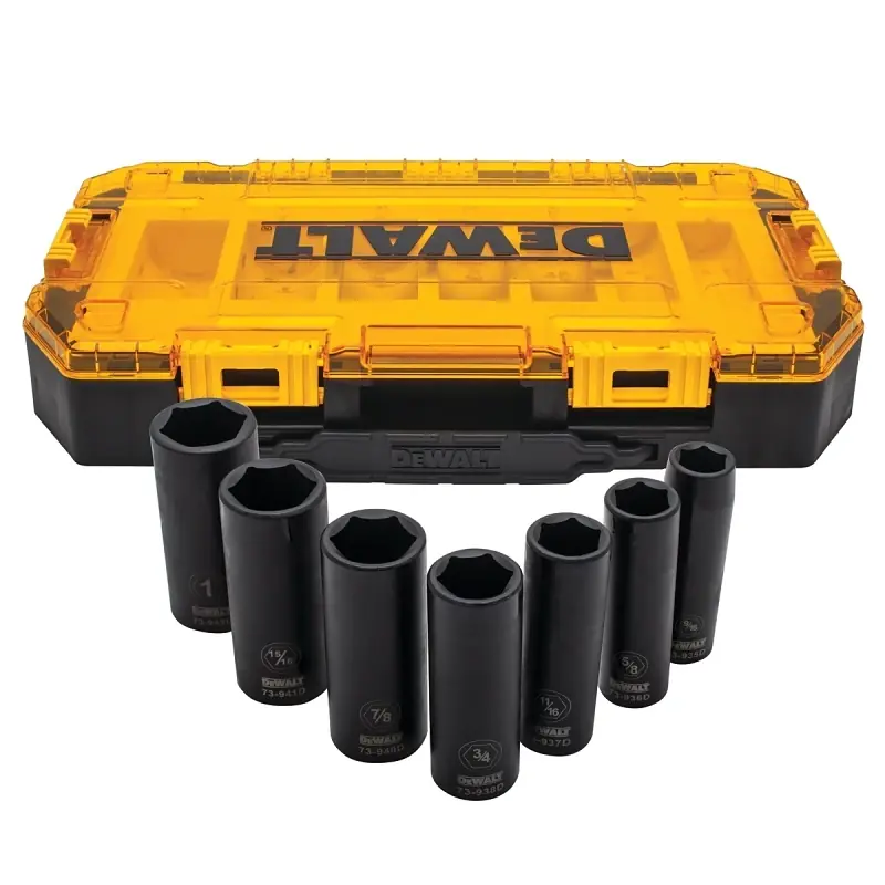 1/2 In. Drive Sae Deep Impact Socket Set With 7 Sockets And Lockable Case