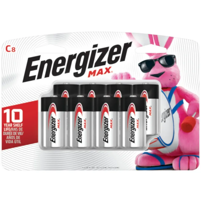 Max C Alkaline Batteries 8 Pk Carded