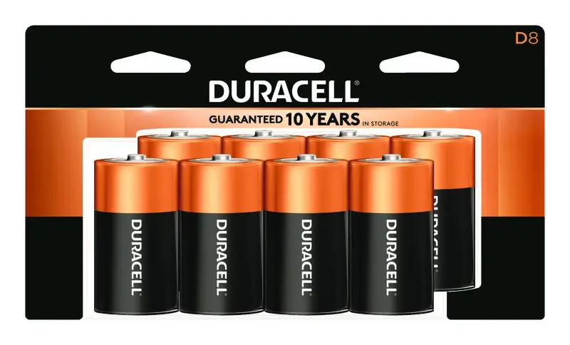Coppertop D Alkaline Batteries 8 Pk Carded