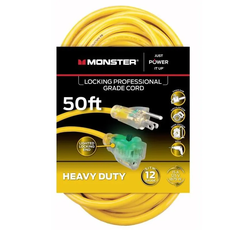 Just Power It Up 50‑foot Yellow Heavy‑duty Outdoor Extension Cord – 12/3 Sjtw
