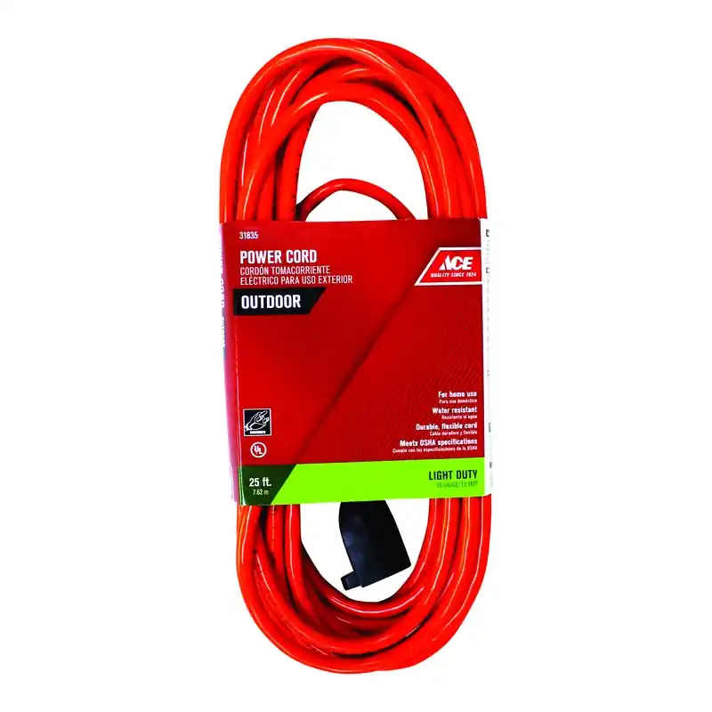 25 Ft. L Orange Extension Cord 16/3 Sjtw For Indoor And Outdoor Use