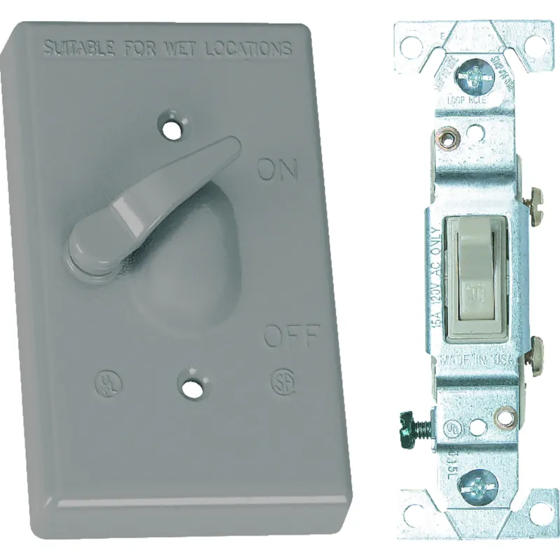 Rectangle Metal 1 Gang Toggle Switch And Cover For Wet Locations