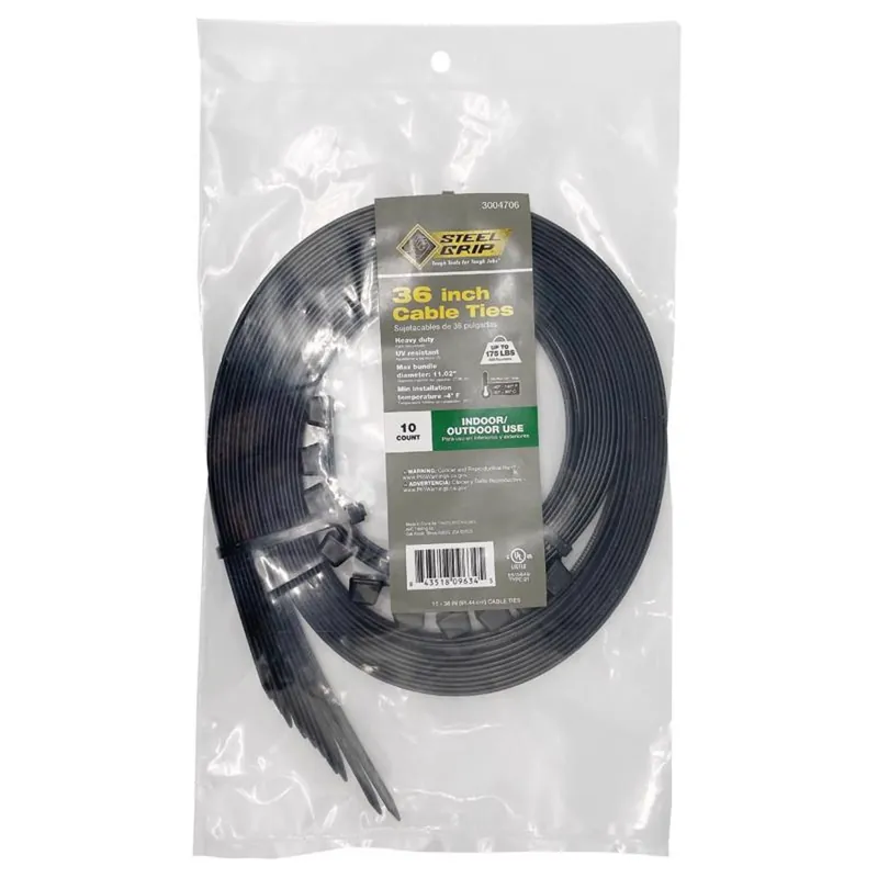 36 In. L Black Cable Tie 10 Pk