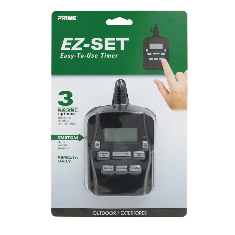 Ez-set 15a 125v 1875w Black Digital Outdoor Timer With Custom Modes