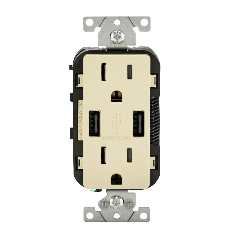 Decora 15 Amps 125 V Ivory Outlet And Usb Charger 5-15 R 1 Pk