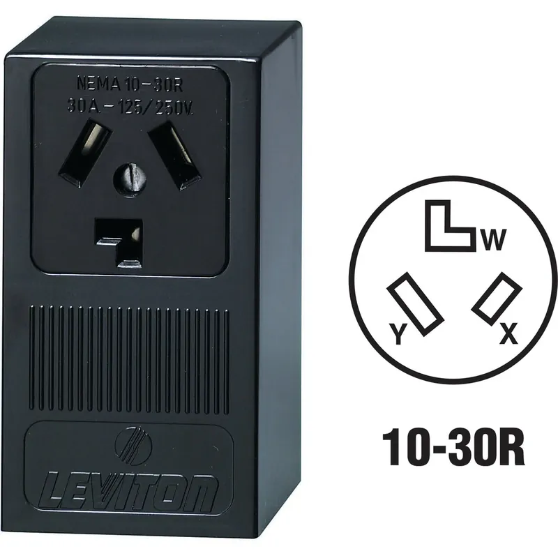 30 Amps 125/250 V Black Outlet 10-30r 1 Pk