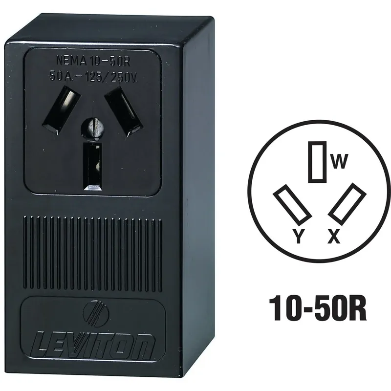 50 Amps 125/250 V Black Outlet 10-50r 1 Pk