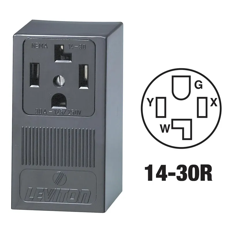 30 Amps 125/250 V Single Black Outlet 14-30r 1 Pk