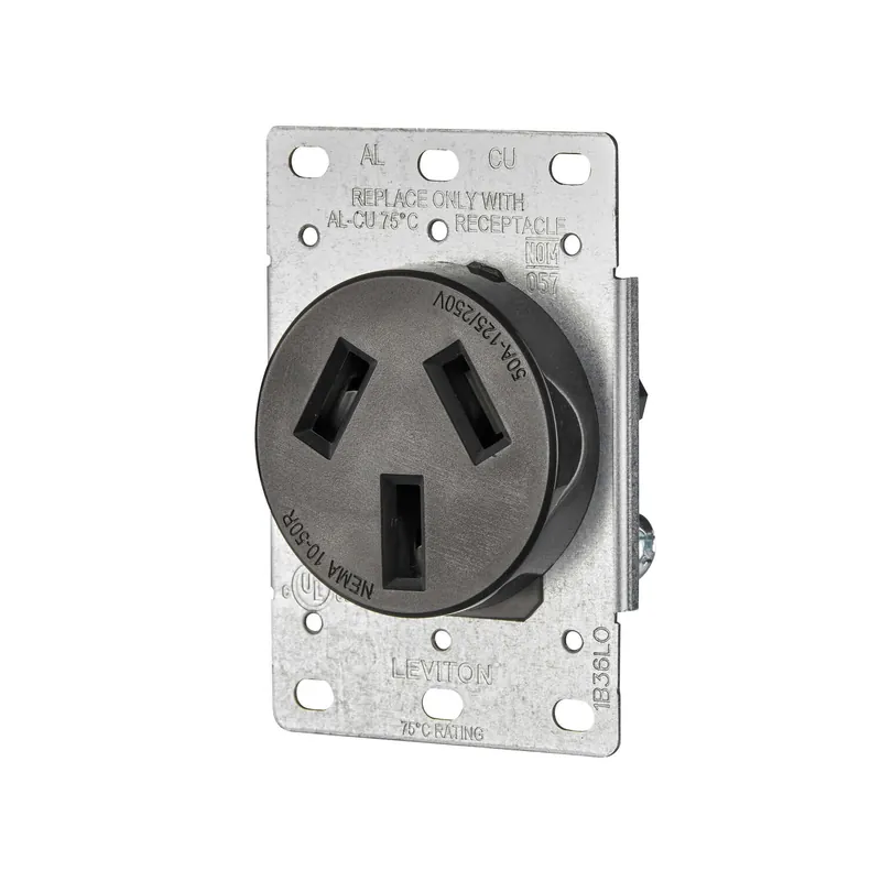 50 Amps 125/250 V Duplex Black Outlet 10-50r 1 Pk