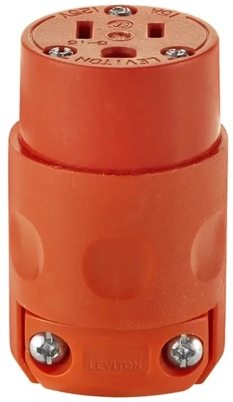 15a 125v 3-wire 2-pole Residential Grade Cord Connector - Orange