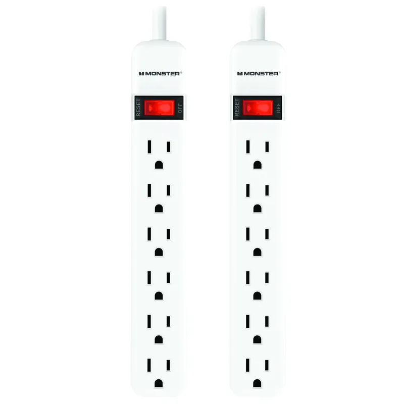 Just Power It Up 2.5 Ft. L 6 Outlets Power Strip White