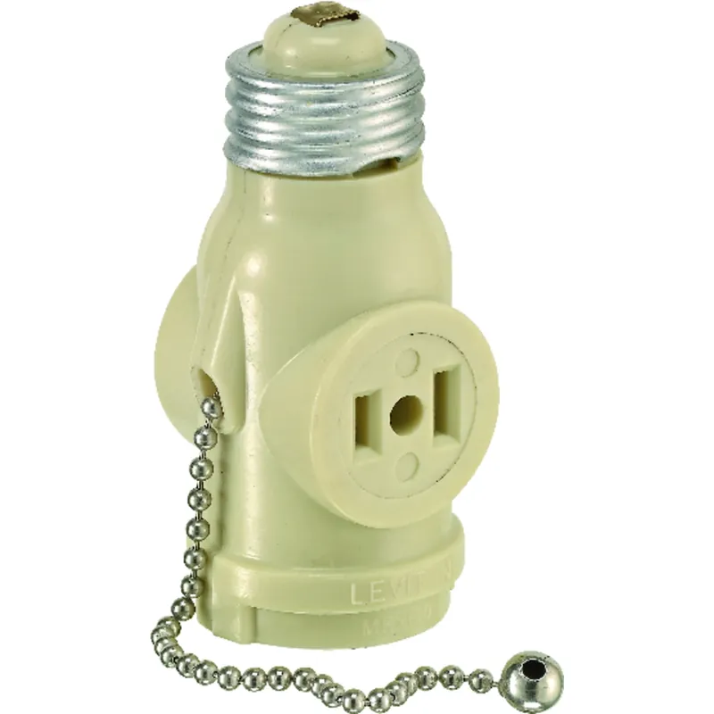 Plastic Medium Base Lampholder W/outlet & Pull Chain 1 Pk