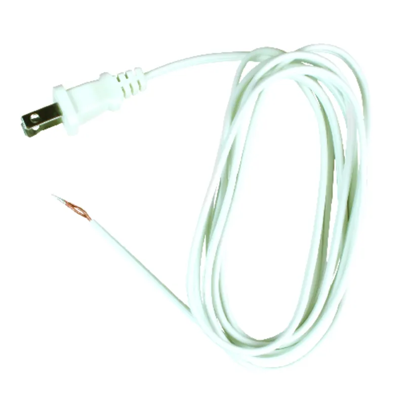 Lamp Cord With Polarized Plug, 18-2, White, 8-ft.
