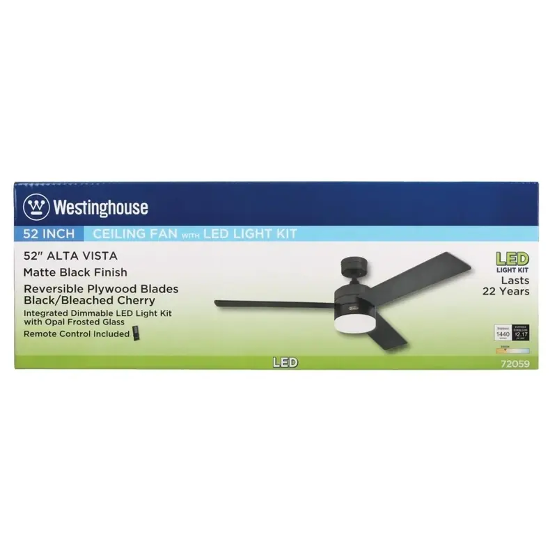 Alta Vista 52 In. Matte Black Led Indoor Ceiling Fan With Reversible Blades