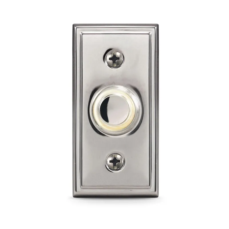Satin Nickel Silver Metal Wired Pushbutton Doorbell