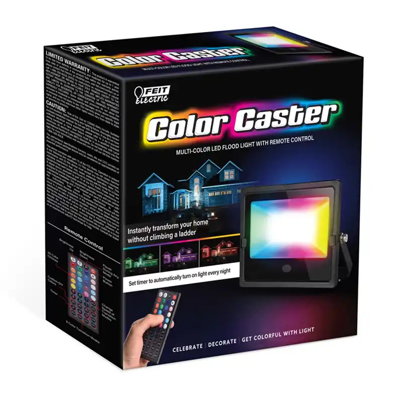 Color Caster Black Plug In/remote 30 W Led Floodlight 1 Pk