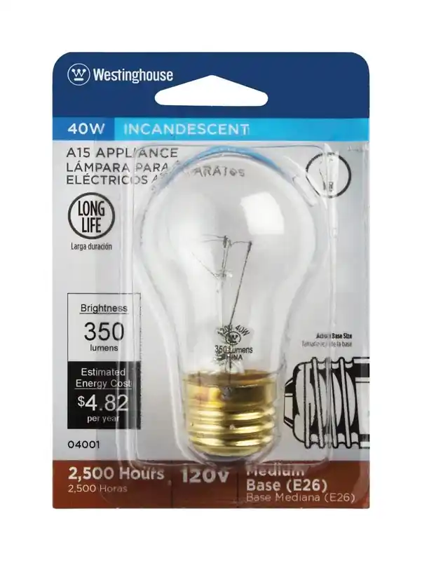 40 W A15 Appliance Incandescent Bulb E26 (medium) Warm White 1 Pk