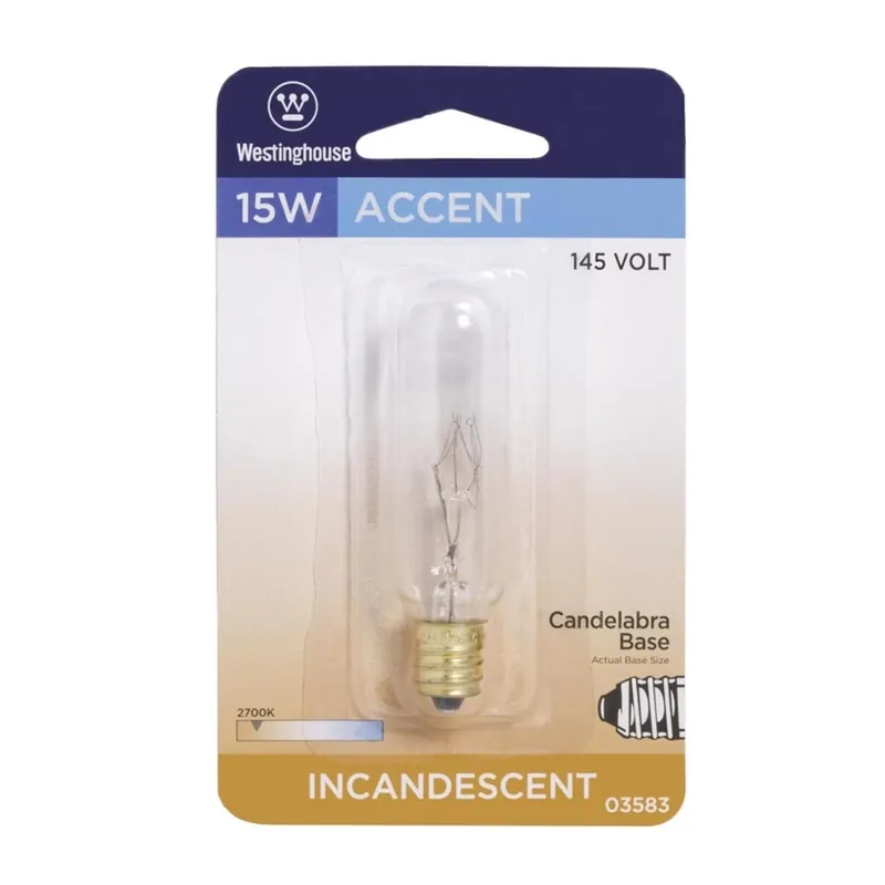 15 W T6 Tubular Incandescent Bulb E12 (candelabra) Soft White 1 Pk
