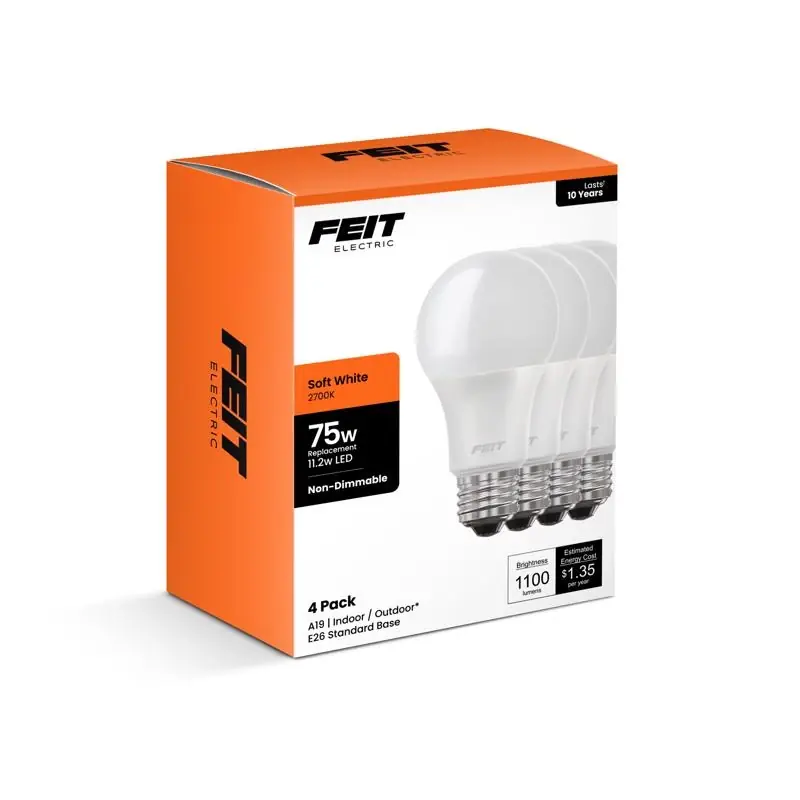 A19 E26 (medium) Led Bulb Soft White 75 Watt Equivalence 4 Pk